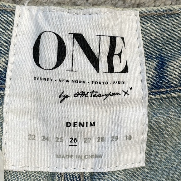 New One Teaspoon Awesome Baggies Jeans Distressed Destroyed Light Wash Sz 26 - Picture 5 of 9